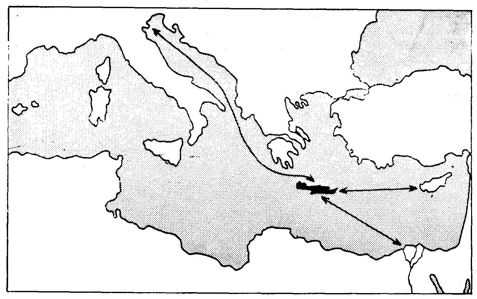 Средищното положение на остров Крит в Източното Средиземноморие polozenie_krit.jpg